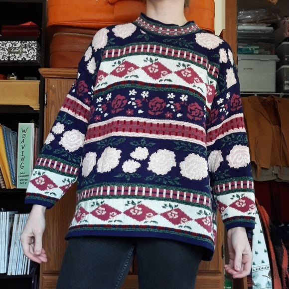 80s Roses Knit Sweater - Picture 5 of 7